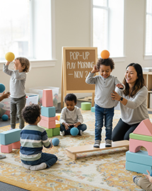 Kids crafting at a table